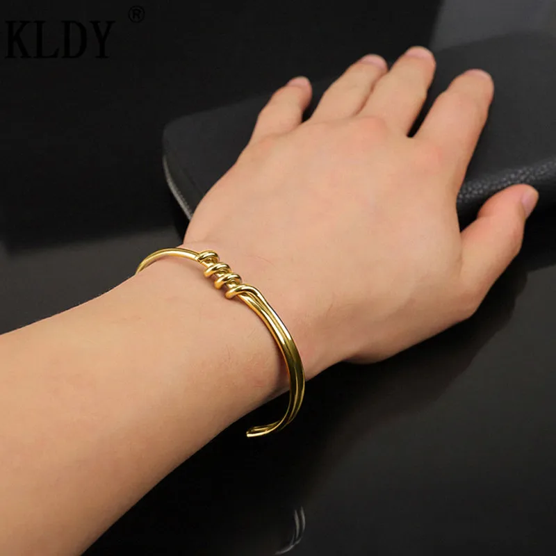 KLDY модный браслет для женщин и мужчин закрученный из нержавеющей стали