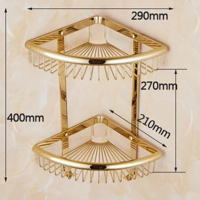 double shelf only Серия FZ золотые полированные толстые аксессуары для ванной комнаты, набор аксессуаров для ванной, Полка для полотенец, держатель для бумаги, тканевый крючок 414 г - Цвет: double shelf only