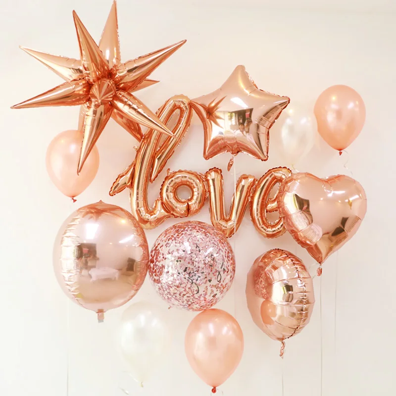 10 шт 18 inch Звезда розового золота в форме сердца круглый Globos металлик Цвет