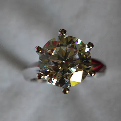 

Amazing Ring 14K Prongs Jewelry Solitaire 5CT White Clear C&C Brand Moissanite Big Diamond Ring Female Solid 14K White Gold Ring