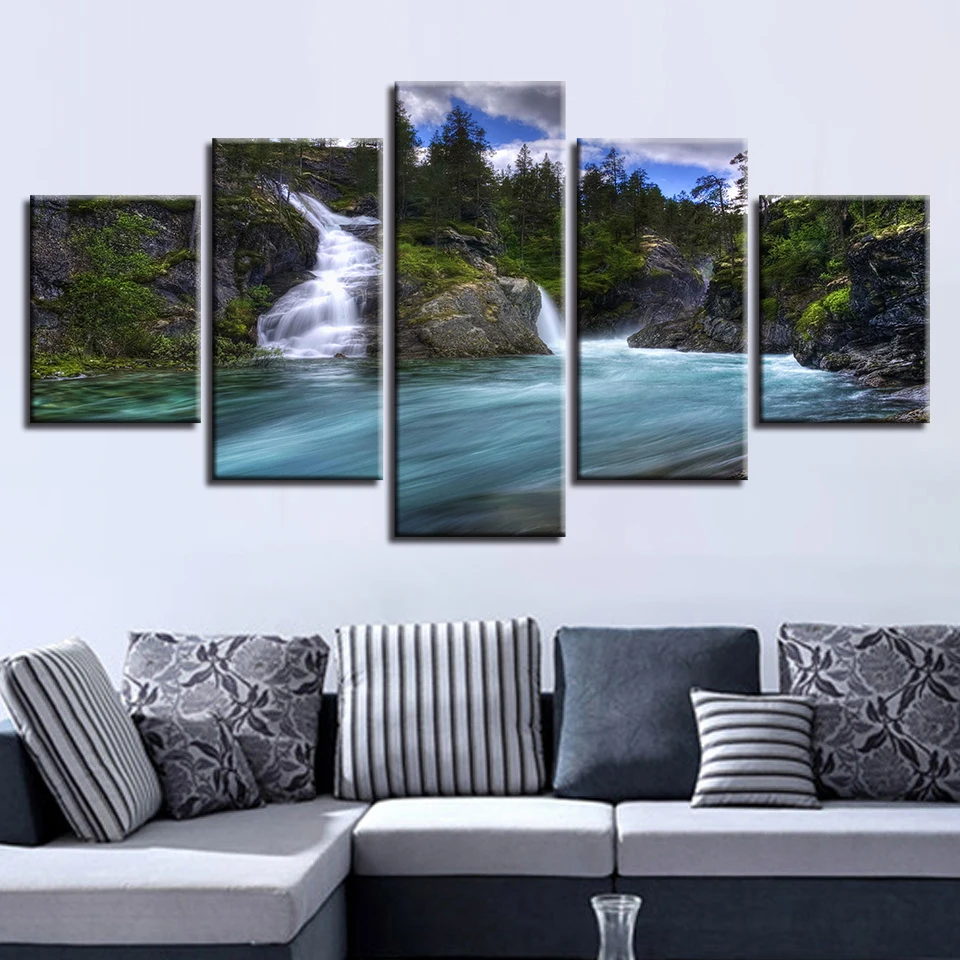 Пейзаж небо облако звезда горная река воздушный шар 5 шт. настенные картинки для