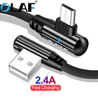 OLAF 2.4A 90 градусов Micro USB кабель Быстрая зарядка USB Дата-кабель для Samsung S7 для Xiaomi USB зарядный шнур