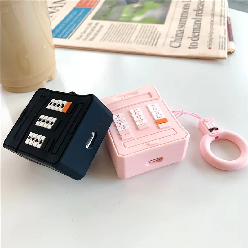 3D защитный чехол для AirPods 2 милый силиконовый чехол Bluetooth наушники чехол для Airpods уникальный ретро телефон с кольцевым ремешком