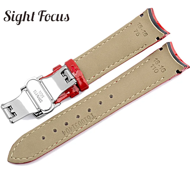 18mm Curved End Watch Band Leather for Tissot Couturier T035.207 T035.210 Strap 1853 Women Watchbands Lady Bracelet Belt Clock