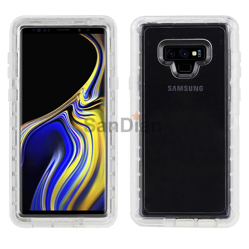 Прозрачный чехол 3 в 1 для samsung Galaxy Note 9, 8, S9, S8+ 360, полная защита, противоударный, Жесткий Чехол из поликарбоната