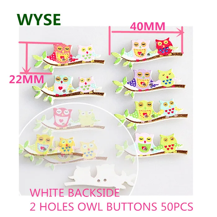 Owl buttons 50 шт. Матрешка девочка деревянные пуговицы для шитья 2 отверстия смешанные красочные животные деревянные пуговицы для скрапбукинга декор одежды для шитья DIY - Цвет: Owl buttons