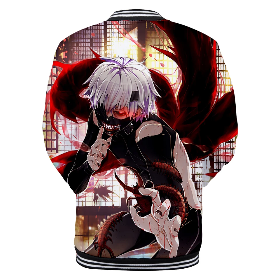 Новый 3D принт с надписью tokyo ghoul Kawaii бейсбольная куртка длинным рукавом Для мужчин