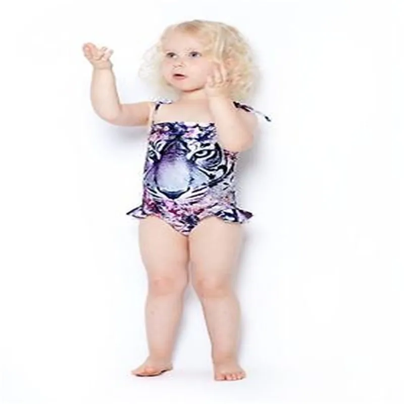 2016 сексуальные детские милые тигровые танкини для девочек Купальники Цельный