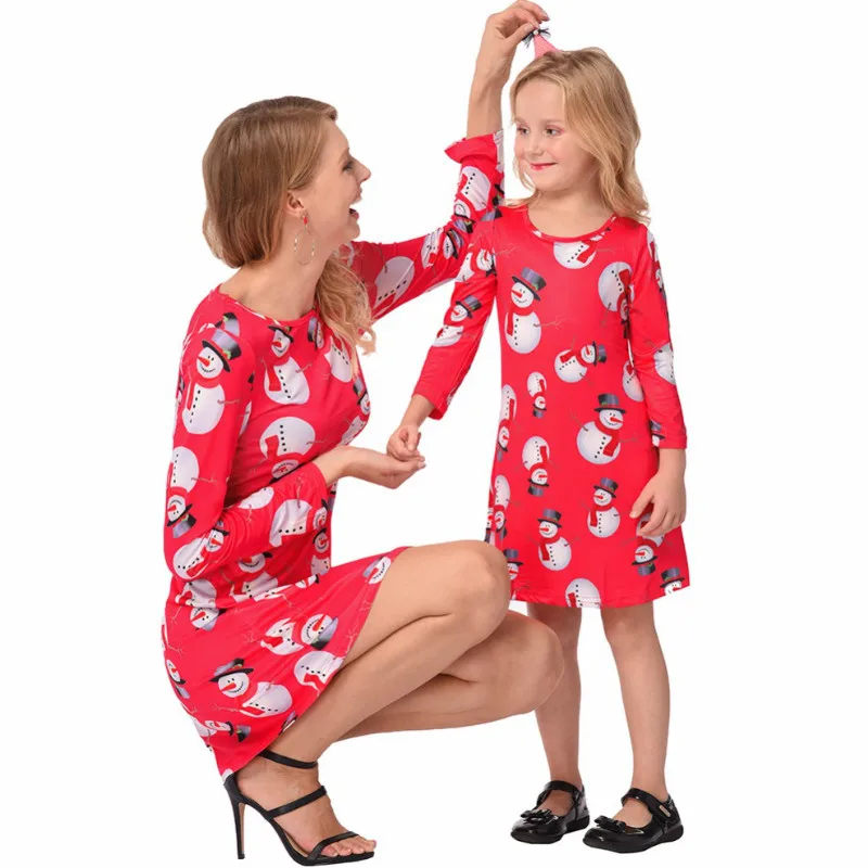 Рождественский Одинаковые комплекты для семьи семейная одежда мама и я платья