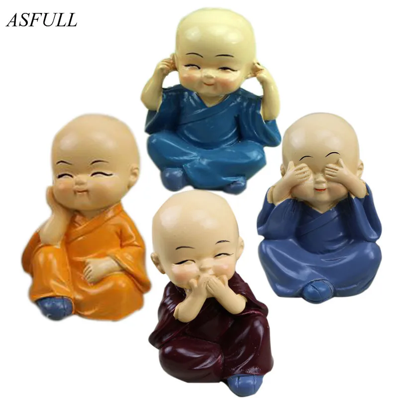 Asfull monk четыре без Будды игрушка кукла украшения автомобиль Симпатичные авто аксессуары Авто Поставки Буда Декор настольный - Цвет: A set of four