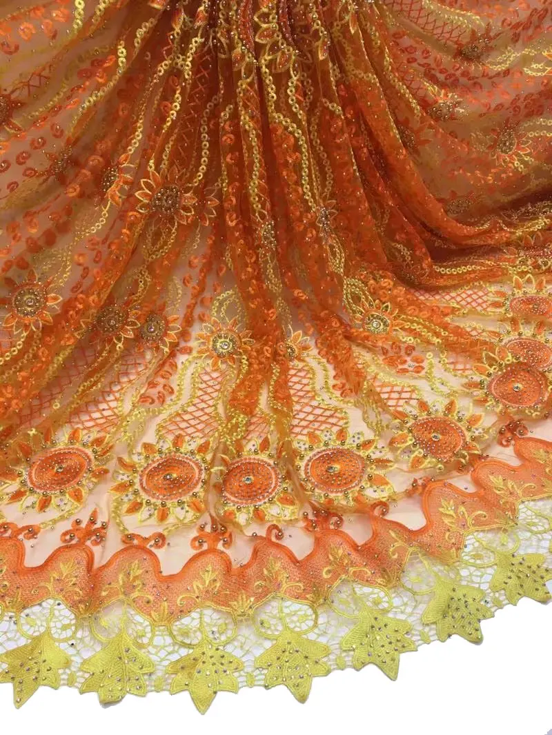 Rhinestoned lace fabric with beads wholesale guangzhou fabrics ankara textile embroidery for dresses JST-23 | Дом и сад