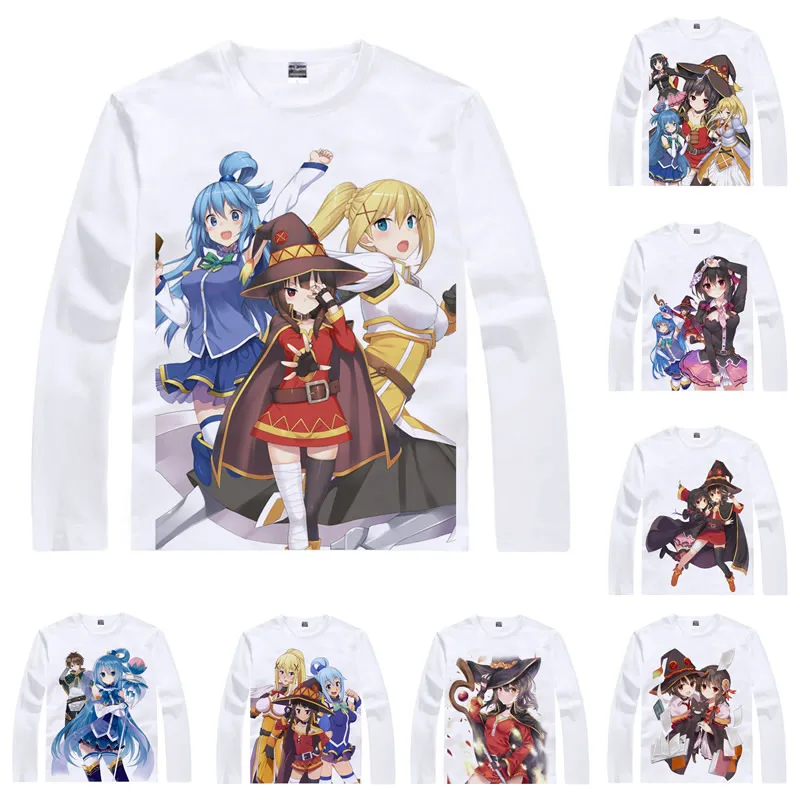 Казума Сато Aqua футболка KonoSuba Божье благословение на этот чудесный мир Мужская