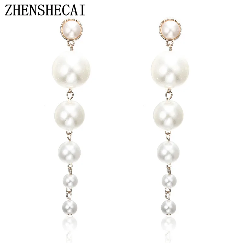 Массивные длинные серьги с жемчугом Винтажные Ювелирные изделия роскошная