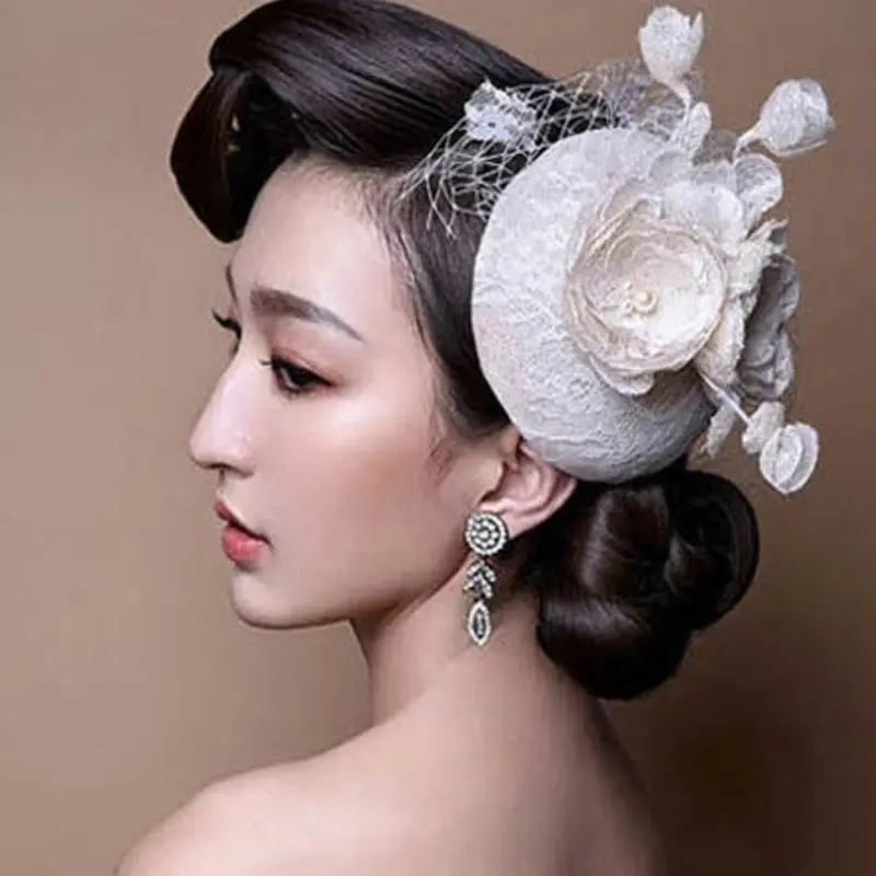 Сетчатая Свадебная шляпка в виде птички Вуалетка для невесты Фата лица с перьями