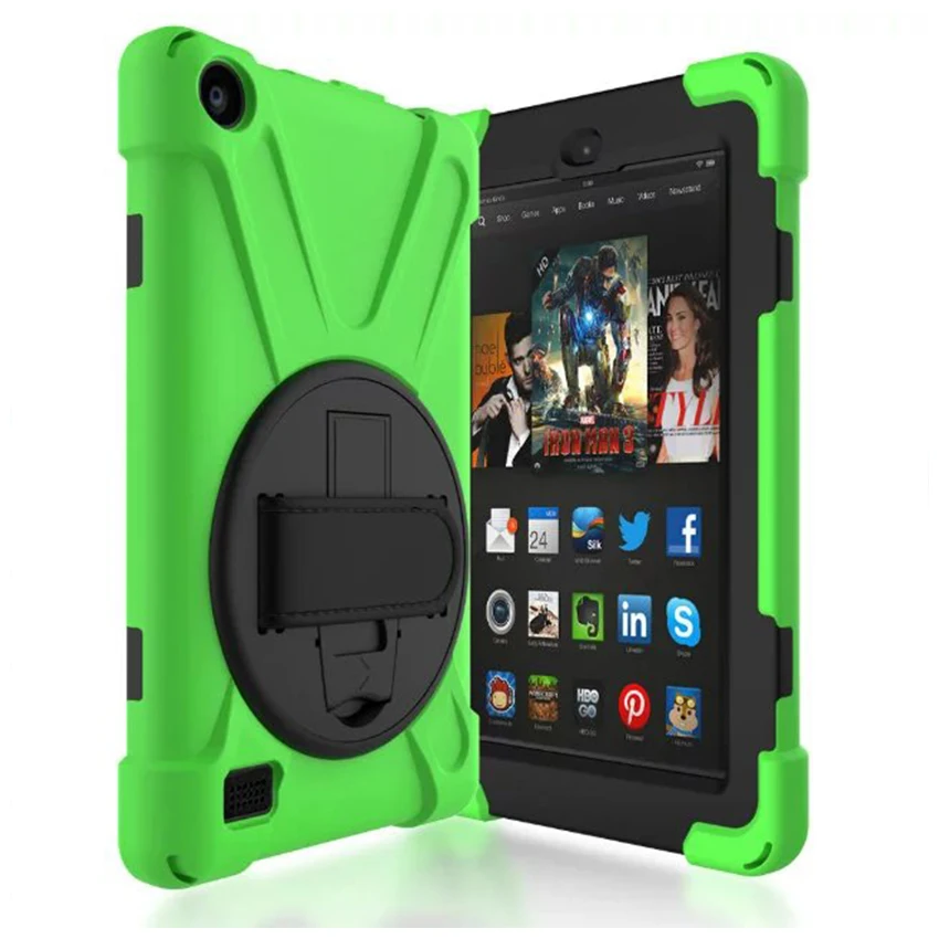 Kindle Fire 7 2015 силиконовый сверхпрочный чехол для Amazon kindle fire планшет задняя крышка 360