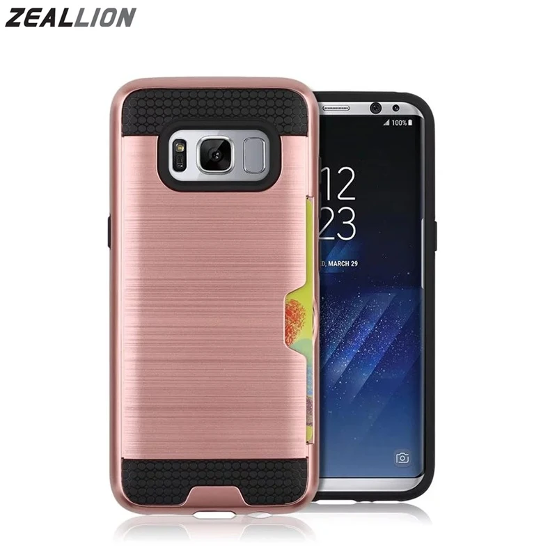Силиконовый чехол с держателем для карт zeallion самсунга Galaxy S9 S8 S7 S6 S5 S4 S3 Edge Plus J3 J5 J7 A3