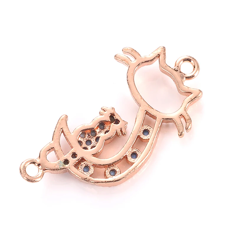 Neovivi Hollow Cat Charms Pave Blue Micro Cubic Zircon Copper Animal Charm for Bracelets Necklace Jewelry Making DIY Accessories | Украшения