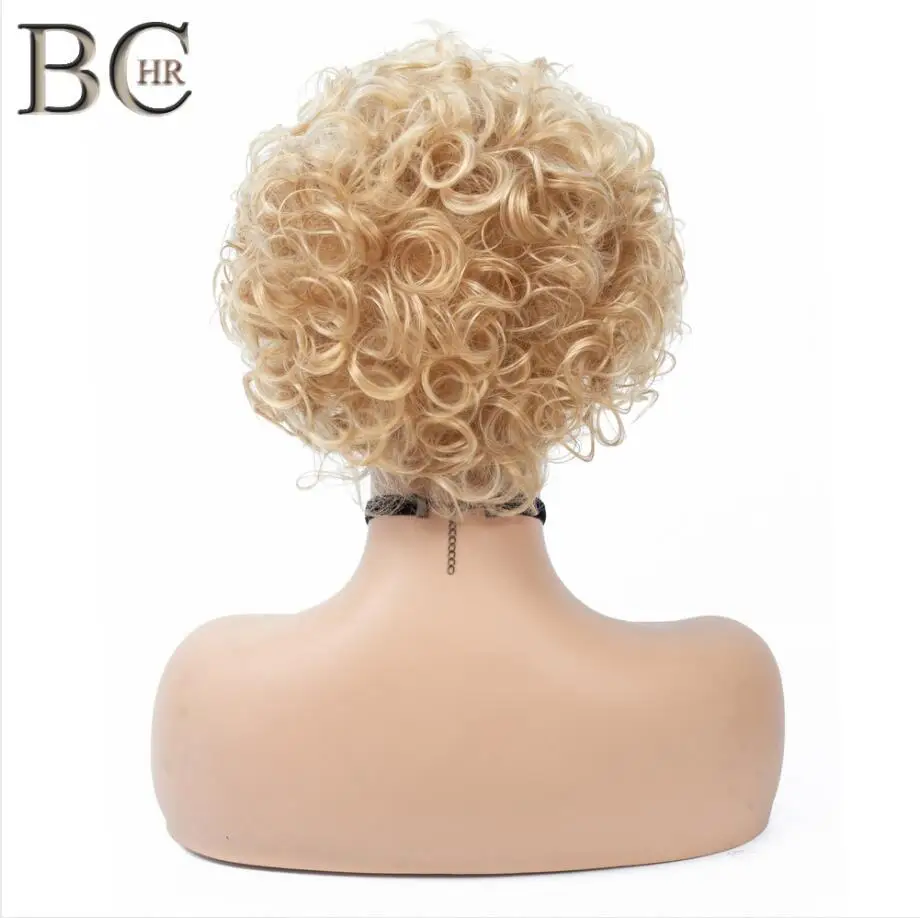 Blonde BCHR Короткие вьющиеся синтетические парики для женщин Золотой Блонд парик прически - Цвет: Blonde