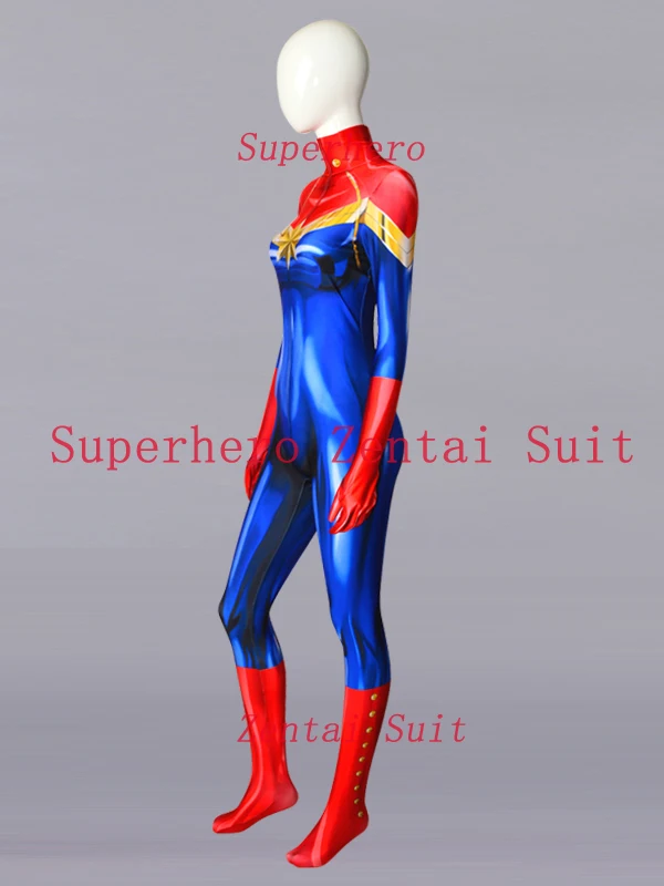 Ms. Marvel Carol костюм кары Дэнверс спандекс 3D принт женский супергерой костюмы