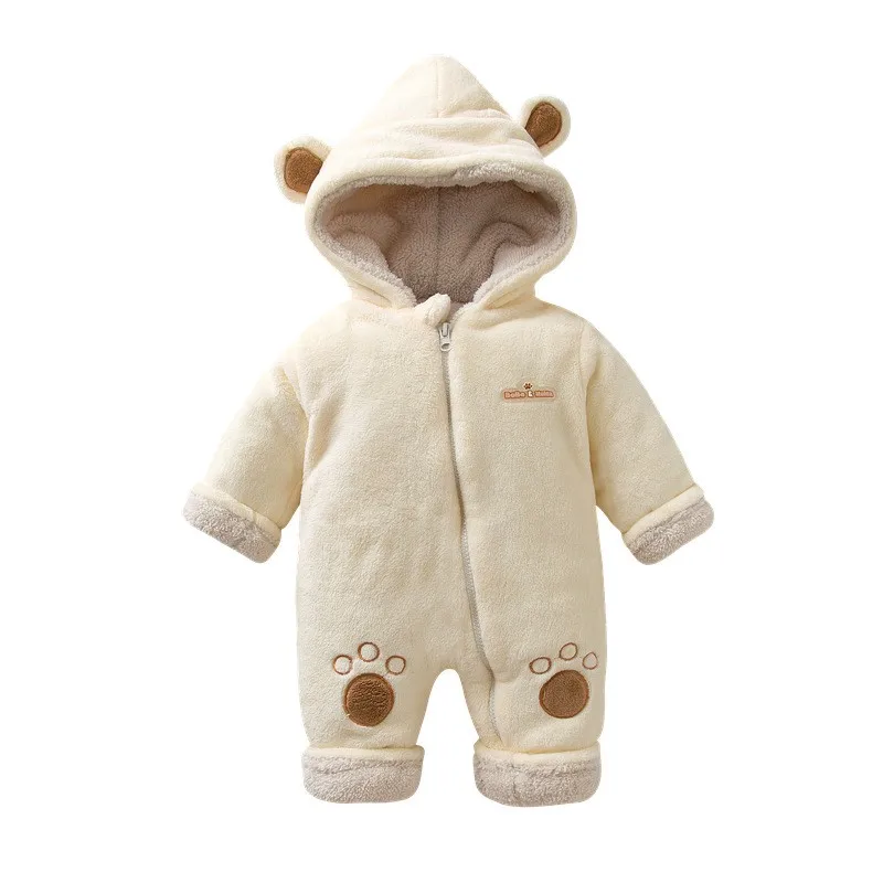 beige COOTELILI/Одежда для новорожденных; Рождественская одежда; Зимняя Теплая Одежда для младенцев; флисовые комбинезоны для маленьких девочек; комбинезон для снежной погоды; 66-80 - Цвет: beige