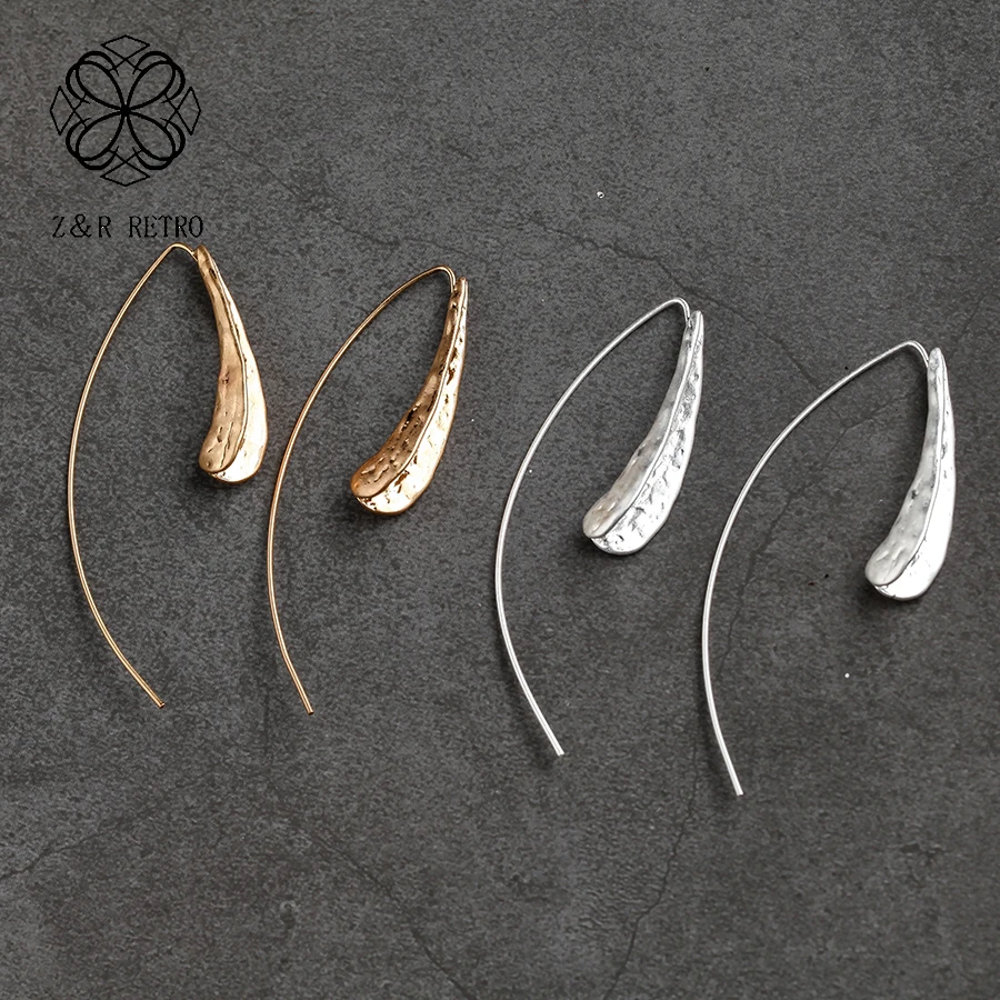 Серьги в ретро-стиле с листьями и крючками Простые короткие украшения готическом