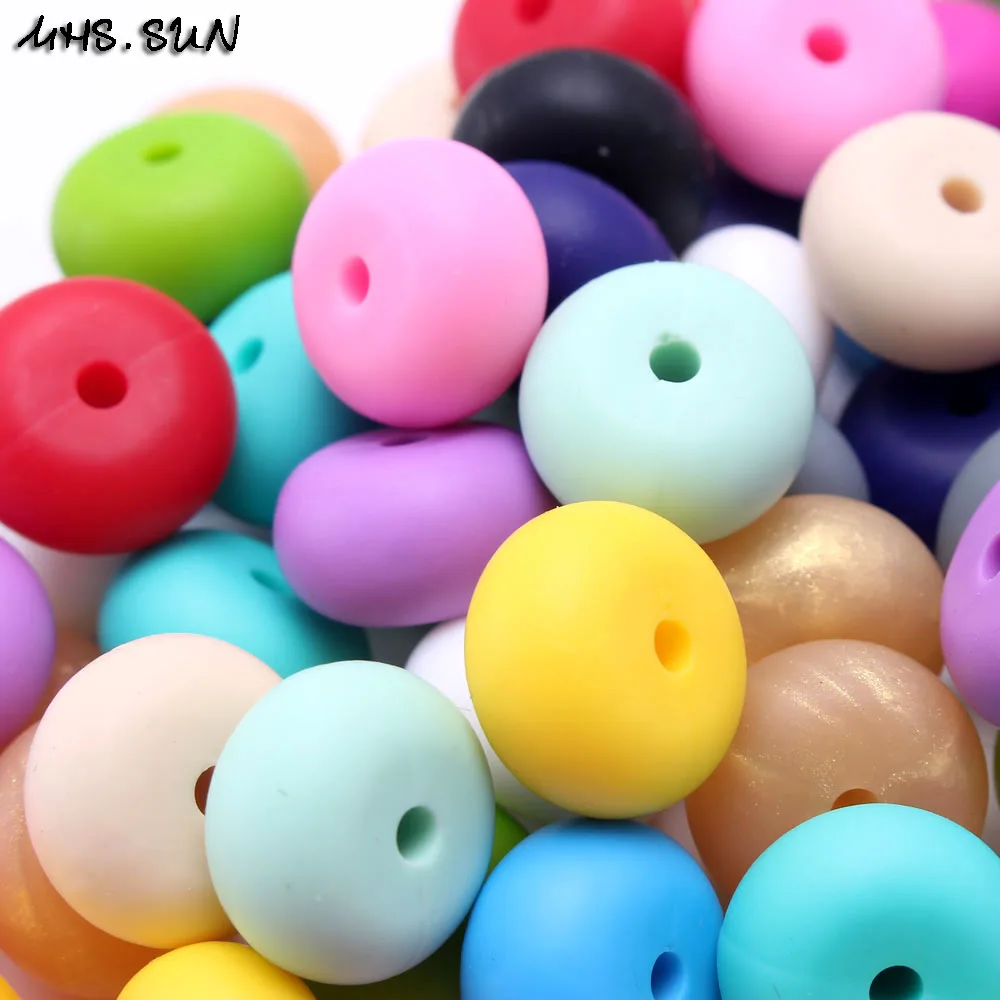 MHS. SUN разноцветные abacus ablate силиконовые бусины настоящий пищевой материал Детские Жевательные круглые бусины смешанные для DIY прорезывания зубов ювелирные изделия