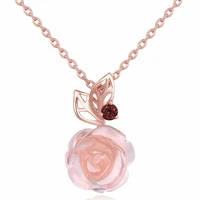 dans element rose flower 9mm 100 natural gemstone rose quartz chain necklace 925 sterling silver jewelry deni025
