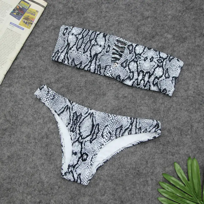 Женский комплект с бюстгальтером Летний Тонкий сексуальный со змеиным принтом