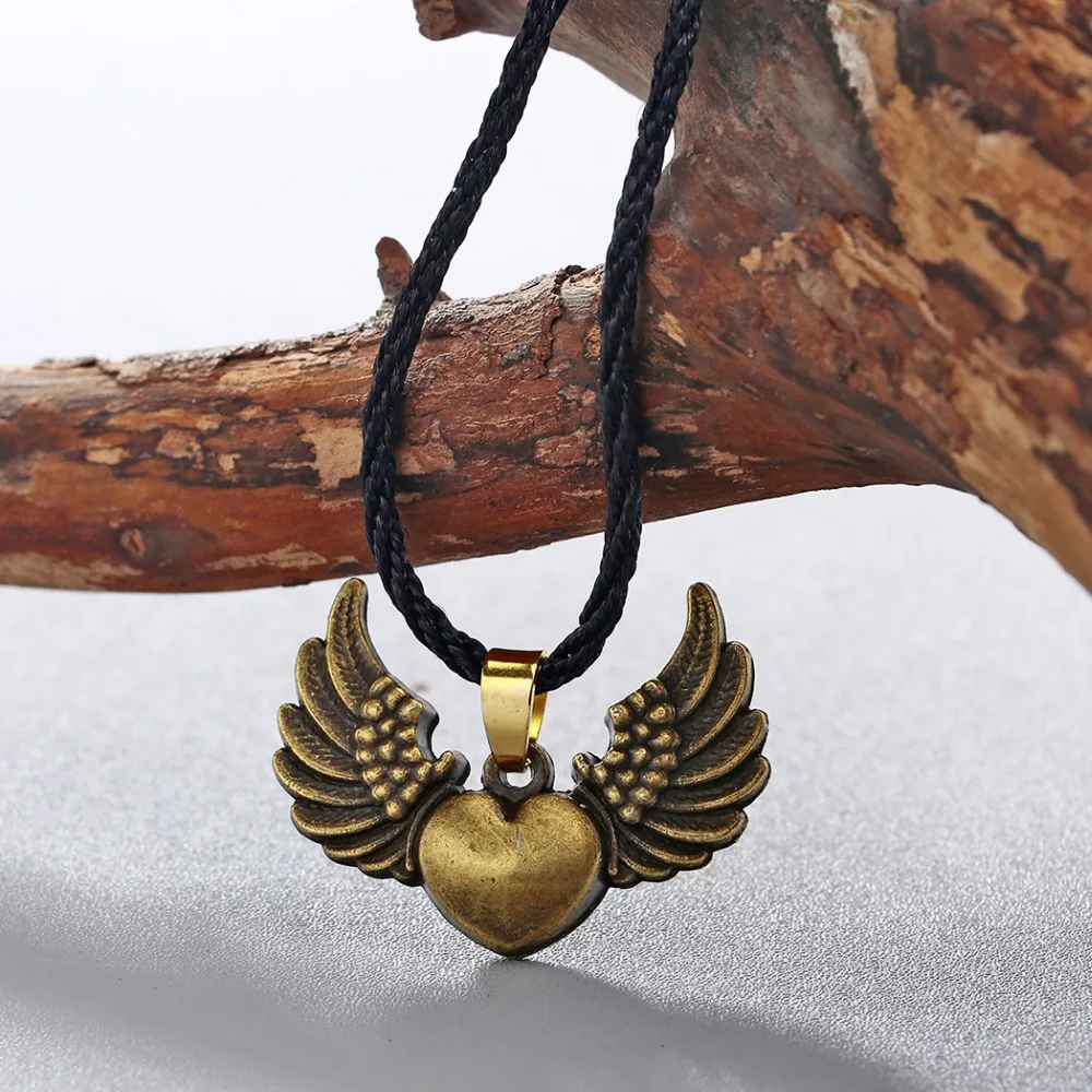 Женское колье в стиле бохо Love Heart Angle Wings бронзовое классическое винтажное
