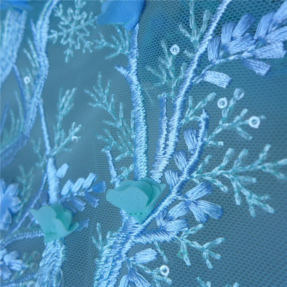 Высокое качество 3D цветок Тюлевое кружево с пайетками ткань кружевная тесьма для