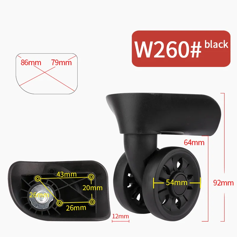 W260(2 Wheels)Black Сменный Чехол на колесиках для багажа, универсальный чехол на колесиках, чехол на колесиках для обслуживания, пароль на колесиках, комплект из 2 предметов, чехол на колесиках - Цвет: W260(2 Wheels)Black