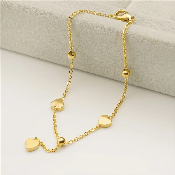Gold Heart Брендовые браслеты-цепочки из нержавеющей стали, мини-медведь, бабочка, стрекоза, дельфин, пальмовое сердце, подвеска для девушек, браслеты для женщин, браслеты - Окраска металла: Gold Heart