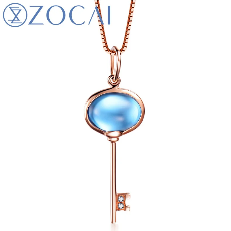 

Новое поступление, цепочка ZOCAI из 18-каратного розового золота с сертифицированным топазом 1,8 карата, кулон в форме ключа с бриллиантом 0,006 ка...