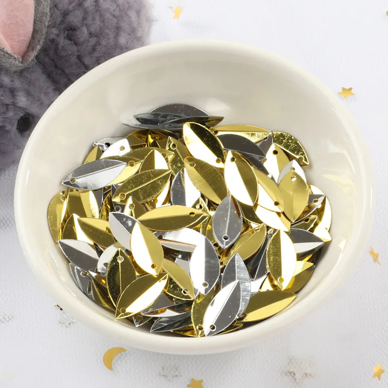 Mix Gold Silver Новинка! 720 шт 6*14 мм овальные сложенные блестки конские глаза форма свободные блестки пайетки для рукоделия свадебные швейные аксессуары для художественного оформления - Цвет: Mix Gold Silver