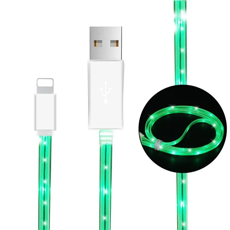 Яркий USB кабель для передачи данных цветной излучающий зарядный провод