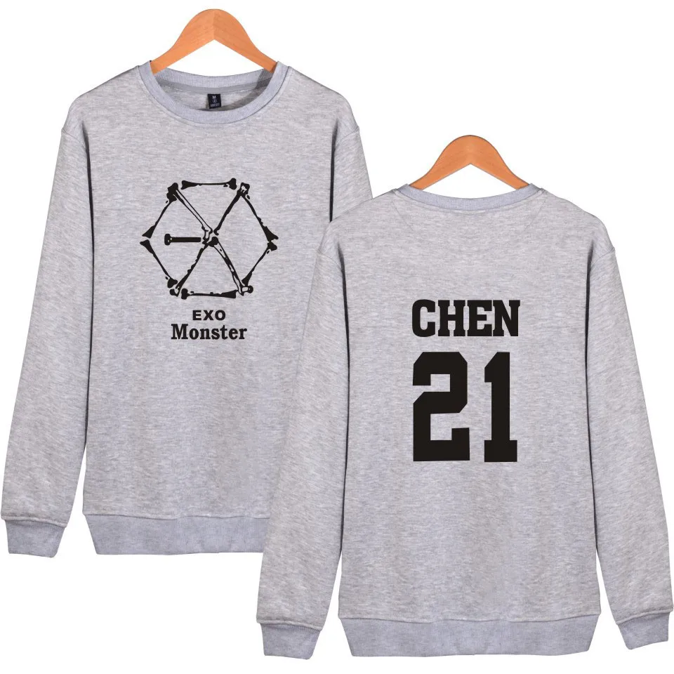 LUCKYFRIDAYF EXO Monster монолитный свитшот для женщин вентиляторы толстовки KPOP осенние толстовки одежда TAO CHEN CHANYEOL KAI SEHUN XIUMIN