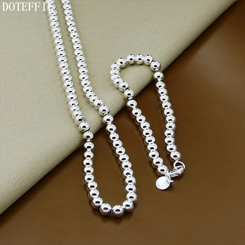 Комплект из колье и браслета серебра 925 пробы 6 мм | Украшения аксессуары