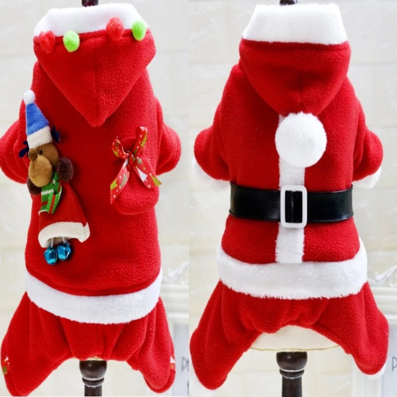 Рождественская Одежда для собак зимний комбинезон четыре ноги теплая одежда