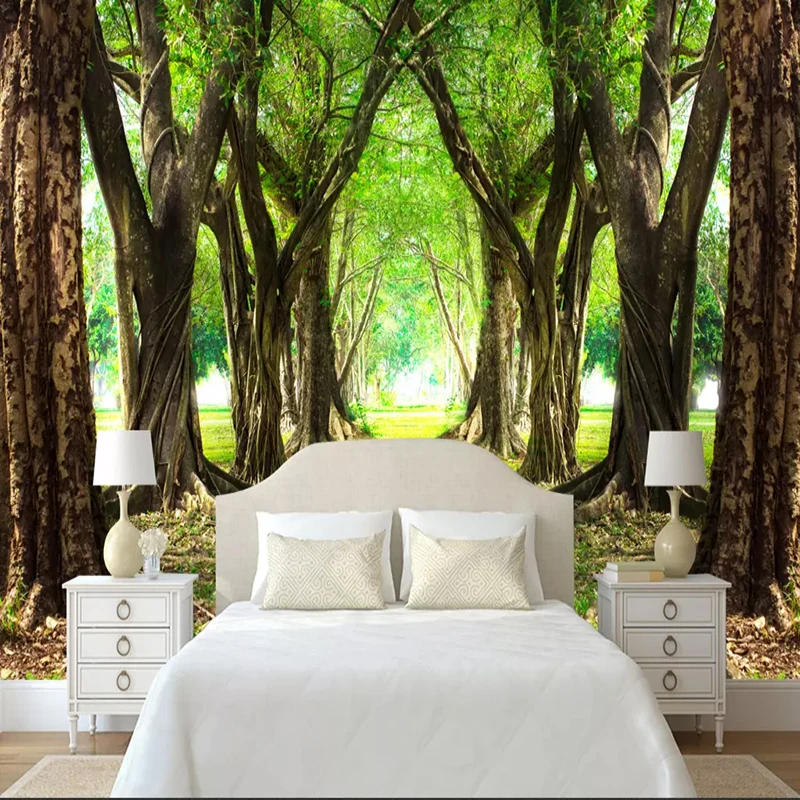 3D настенная бумага Современная красивая фотография большого дерева аллея
