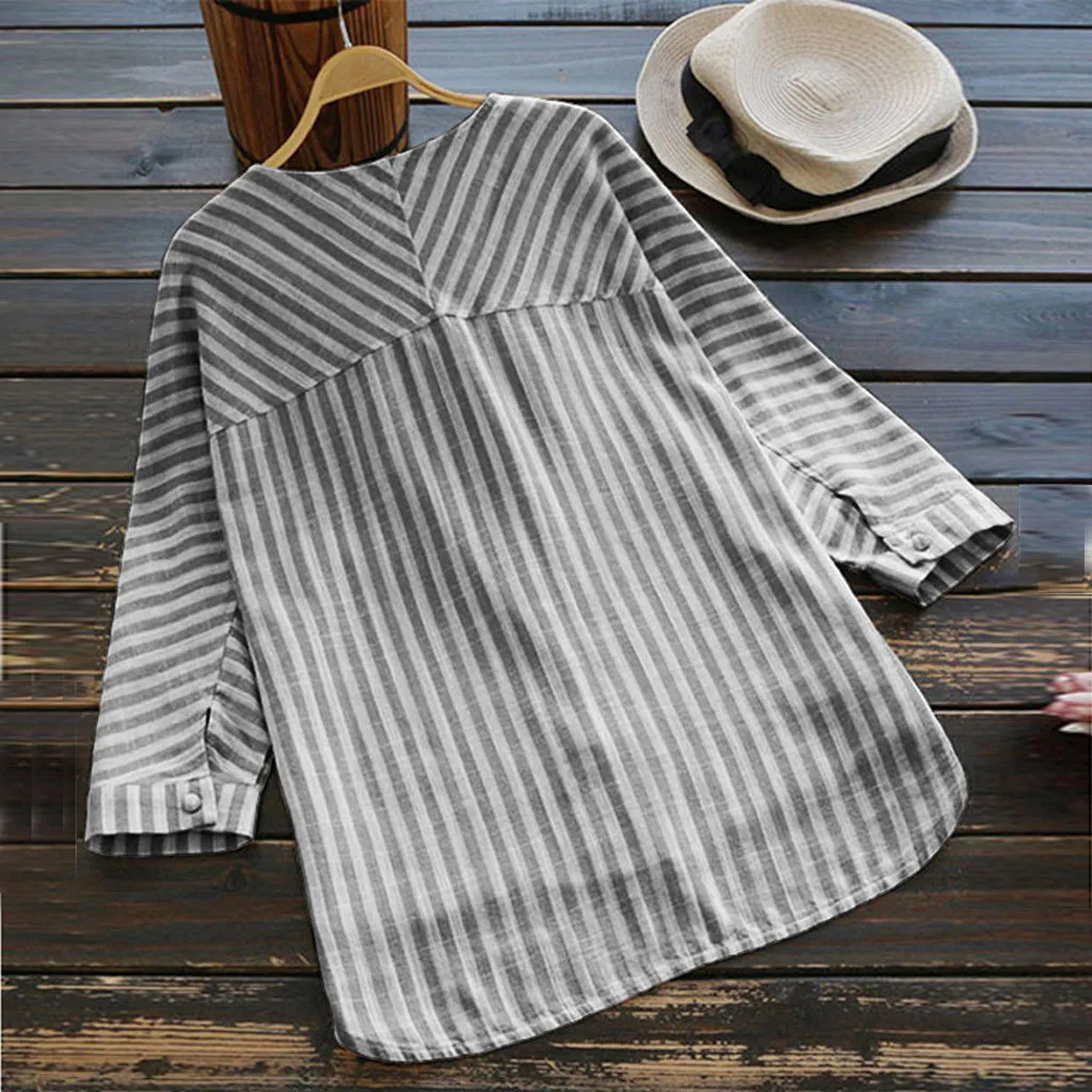 SAGACE женские блузки 2019 размера плюс повседневные свободные льняные v образный