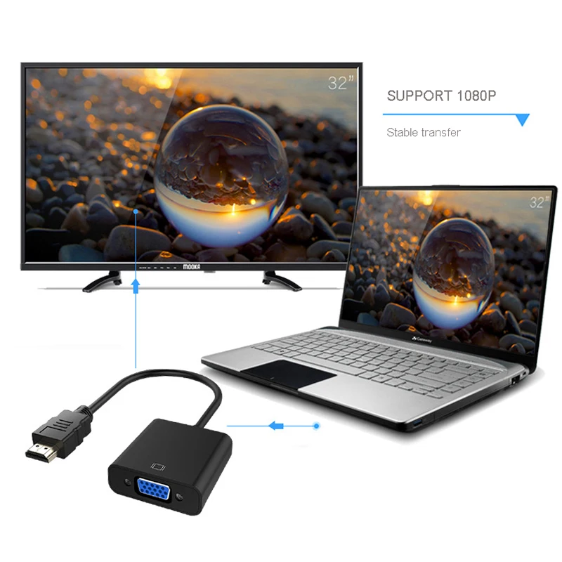 HDMI к VGA адаптер Мужской Женский видео конвертер 1080P цифро аналоговый аудио для ПК