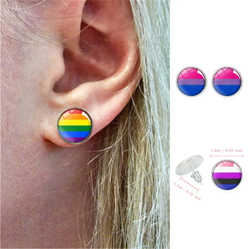 Гей Гордость стеклянные кабошоны серьги Радужный Флаг украшения для геев