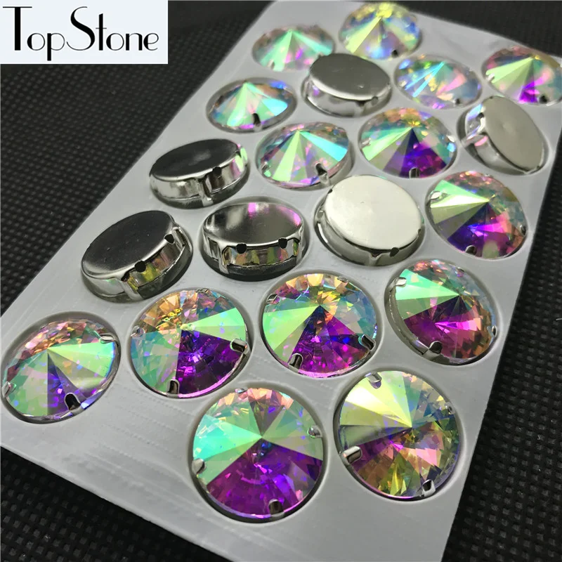 Topstone Crystal AB Цвет Rivoli Кристалл необычный камень с установкой когтей 6 8 10 12 14 16 18 мм