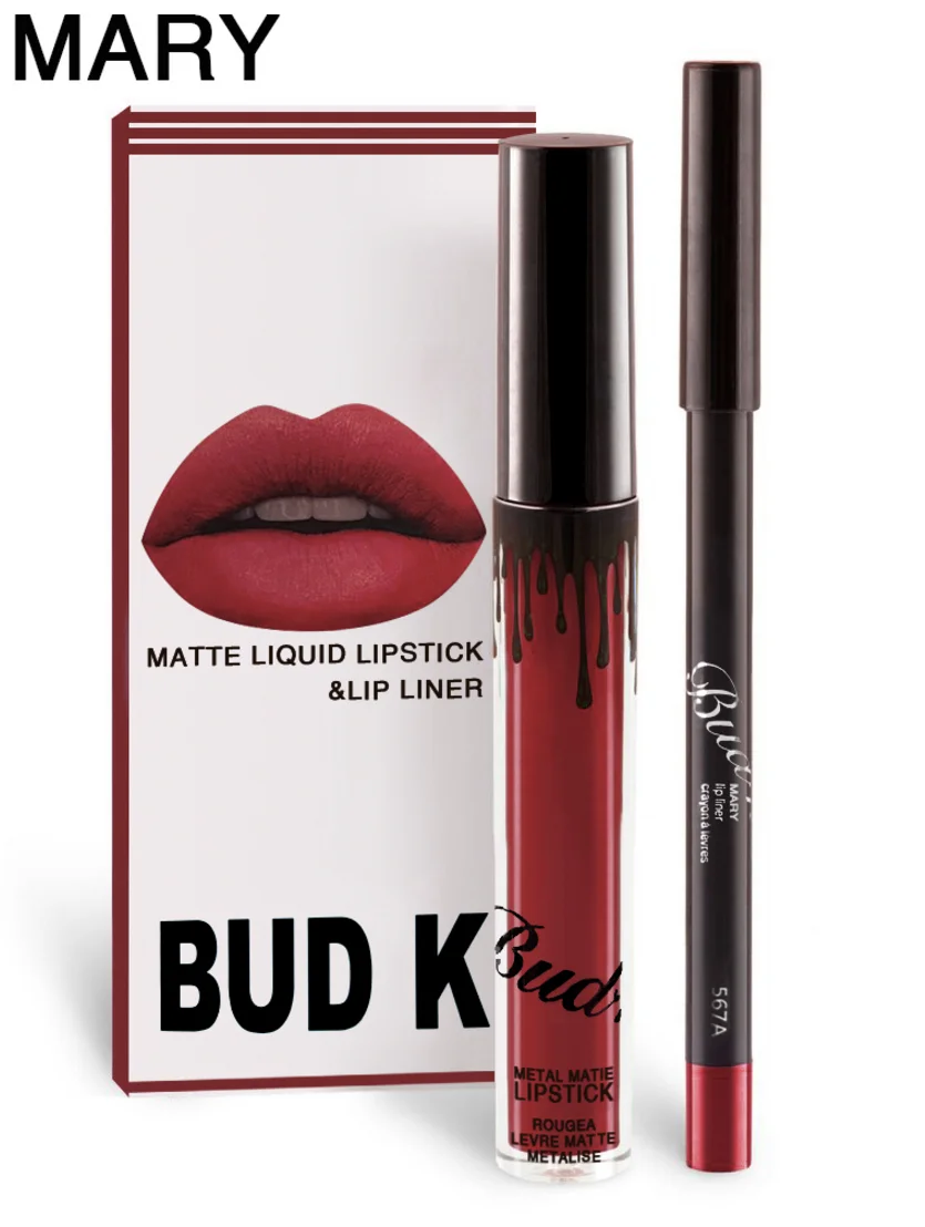 Лидер продаж года liyada Марка жидкая матовая помада комплект Lips Pencil Губы Макияж Lasting Водонепроницаемый Коврики ручка блеск для губ Косметика - Цвет: BK-13 06
