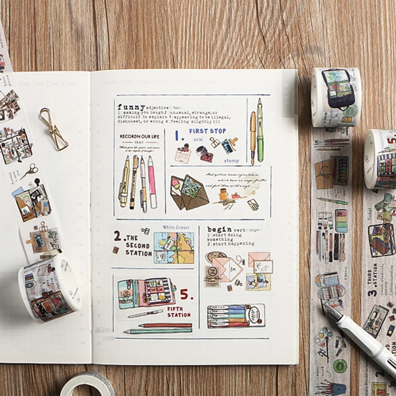 Набор декоративных наклеек для скрапбукинга Washi tape Set|Офисный скотч| |