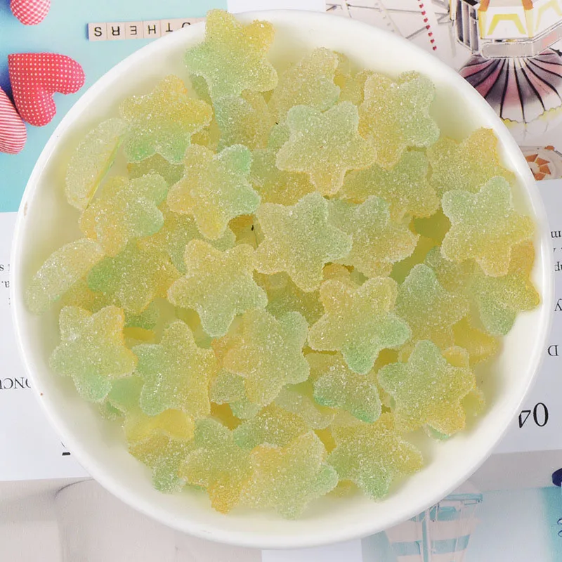 Gradient yellow gree 20 шт./лот, имитация кабошона, кабошоны из смолы с плоской задней поверхностью, Искусственные пищевые кабошоны в форме звезды, кабошоны с плоской задней поверхностью, самодельные Украшения для скрапбукинга - Цвет: Gradient yellow gree