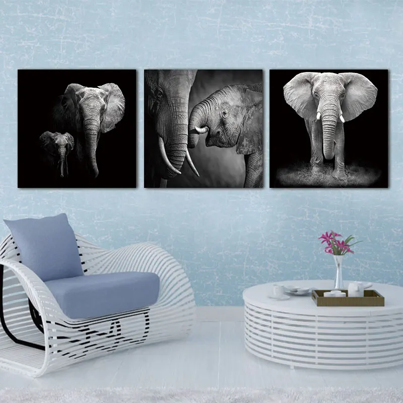 3 Панели Настенная картина холст африканский слон пейзаж масляная живопись