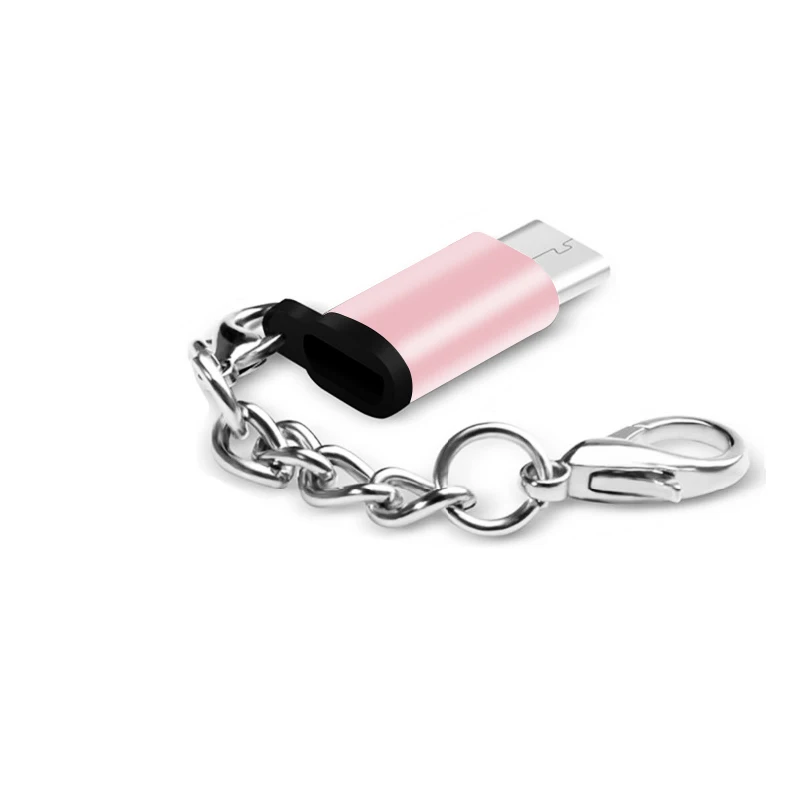 VBNM USB 3,1 C-type OTG адаптер Micro USB-type C Мужской адаптер с цепочкой для samsung S9 Note 8/S8+/LG G5 G6 V20 huawei - Цвет: 1pc Pink