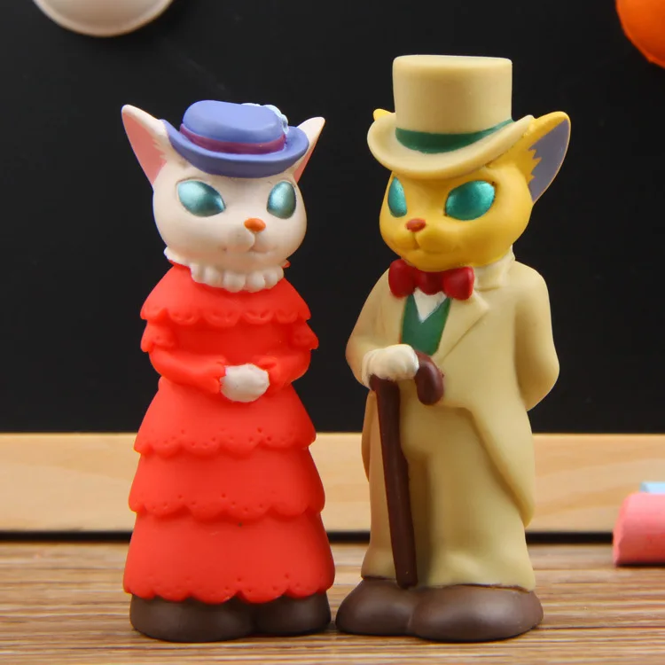 2 Pcs/set Cat Action Figure Kids Toys Studio Gentleman Ladies Anime PVC Mini Set Finger Puppets Toy Figuras Children Doll|Игровые