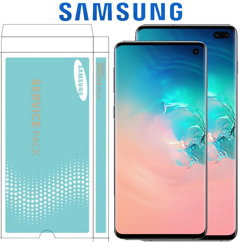 ЖК-дисплей с рамкой для SAMSUNG Galaxy S10 G9730 дисплей S10+ Plus G9750 сенсорный экран дигитайзер с сервисным пакетом